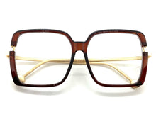 Classic Vintage Retro Style Clear Lens EYEGLASSES Square Brown & Gold Frame 89380