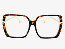 Classic Vintage Retro Style Clear Lens EYEGLASSES Square Tortoise & Gold Frame 89380