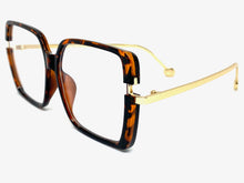 Classic Vintage Retro Style Clear Lens EYEGLASSES Square Tortoise & Gold Frame 89380