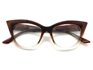 Women's Classic Vintage RETRO Cat Eye Style Clear Lens EYE GLASSES Brown Frame 1611