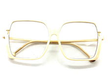 Classic Vintage Retro Style Clear Lens EYEGLASSES Square Cream & Gold Frame 89380