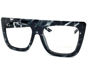 Oversized Classic Retro Style Large Gray Tortoise Lensless Eye Glasses- Frame Only NO Lens 7419