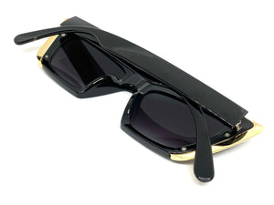 Women's Classy Elegant Modern Retro Cat Eye Style SUNGLASSES Black & Gold Frame 2676