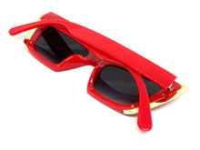 Women's Classy Elegant Modern Retro Cat Eye Style SUNGLASSES Red & Gold Frame 2676
