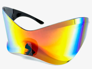 Oversized Exaggerated Modern Retro Face Shield Visor SUNGLASSES Huge Rainbow Frame & Lens 30589