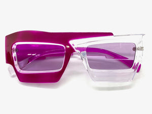 Classic Modern Retro Raver Party SUNGLASSES Funky Fuchsia Frame 2124