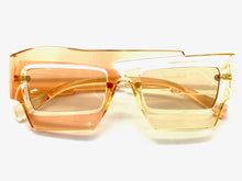 Classic Modern Retro Raver Party SUNGLASSES Funky Champagne Frame 2124