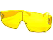 Women's Oversized Retro Shield Style SUNGLASSES Large Yellow Frame & Lens E0605