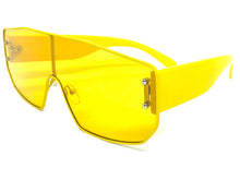 Women's Oversized Retro Shield Style SUNGLASSES Large Yellow Frame & Lens E0605