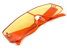 Women's Oversized Retro Shield Style SUNGLASSES Large Orange Frame & Lens E0605