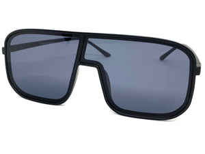 Oversized Modern Retro Shield Style SUNGLASSES Large Black Frame 58598