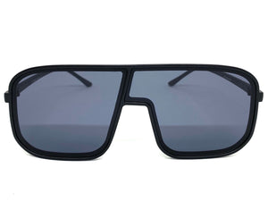 Oversized Modern Retro Shield Style SUNGLASSES Large Black Frame 58598