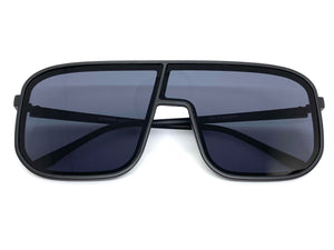 Oversized Modern Retro Shield Style SUNGLASSES Large Black Frame 58598