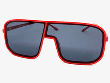 Oversized Modern Retro Shield Style SUNGLASSES Large Red Frame 58598