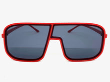 Oversized Modern Retro Shield Style SUNGLASSES Large Red Frame 58598