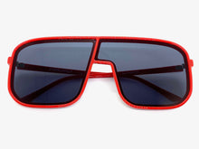 Oversized Modern Retro Shield Style SUNGLASSES Large Red Frame 58598