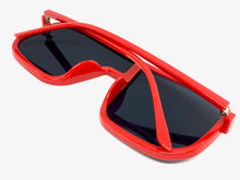 Oversized Modern Retro Shield Style SUNGLASSES Large Red Frame 58598