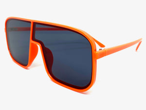 Oversized Modern Retro Shield Style SUNGLASSES Large Neon Orange Frame 58598