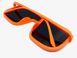 Oversized Modern Retro Shield Style SUNGLASSES Large Neon Orange Frame 58598