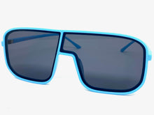 Oversized Modern Retro Shield Style SUNGLASSES Large Baby Blue Frame 58598