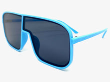 Oversized Modern Retro Shield Style SUNGLASSES Large Baby Blue Frame 58598