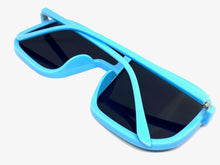 Oversized Modern Retro Shield Style SUNGLASSES Large Baby Blue Frame 58598