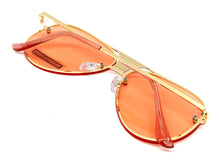 Classy Elegant Retro Style SUNGLASSES Gold Frame - Peach  Lens 7498