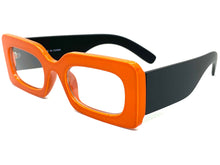 Classic Vintage RETRO Style Clear Lens EYE GLASSES Rectangular Thick Orange & Black Optical Frame - RX Capable 81041