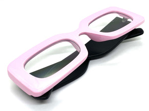 Classic Vintage RETRO Style Clear Lens EYE GLASSES Rectangular Thick Pink & Black Optical Frame - RX Capable 81041