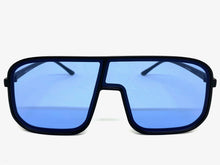 Oversized Modern Retro Shield Style SUNGLASSES Large Black Frame 58598