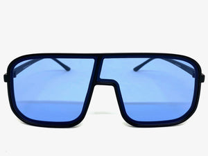 Oversized Modern Retro Shield Style SUNGLASSES Large Black Frame 58598