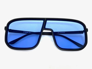 Oversized Modern Retro Shield Style SUNGLASSES Large Black Frame 58598