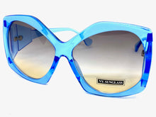 Oversized Vintage Retro Style SUNGLASSES Huge Blue Frame 9862