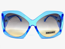Oversized Vintage Retro Style SUNGLASSES Huge Blue Frame 9862