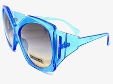 Oversized Vintage Retro Style SUNGLASSES Huge Blue Frame 9862