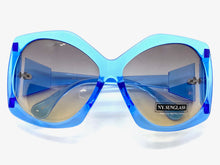 Oversized Vintage Retro Style SUNGLASSES Huge Blue Frame 9862