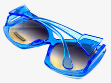 Oversized Vintage Retro Style SUNGLASSES Huge Blue Frame 9862