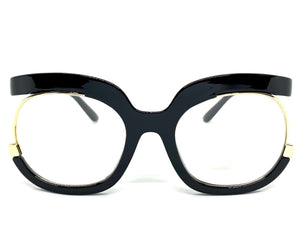 Oversized Classic Vintage RETRO Style Clear Lens EYEGLASSES Black Optical Frame - RX Capable 1459