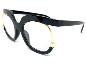 Oversized Classic Vintage RETRO Style Clear Lens EYEGLASSES Black Optical Frame - RX Capable 1459