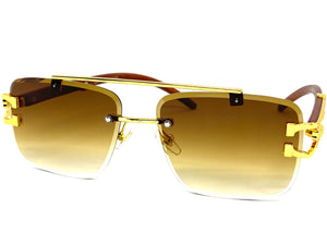 Men's Classy Elegant Luxury Retro Hip Hop Style SUNGLASSES Gold Rimless Frame 27619