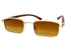 Men's Classy Elegant Luxury Modern SUNGLASSES Gold & Faux Wood Frame 7541