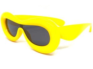 Oversized Exaggerated Modern Retro Style SUNGLASSES Funky Thick Yellow Frame 80488