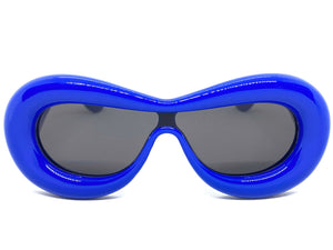 Oversized Exaggerated Modern Retro Style SUNGLASSES Funky Thick Blue Frame 80488