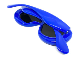 Oversized Exaggerated Modern Retro Style SUNGLASSES Funky Thick Blue Frame 80488