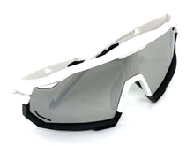 Oversized Retro Sporty Wrap Around Style SUNGLASSES Large White & Black Frame BP0182