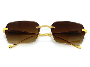 Classy Elegant Modern Contemporary Style SUNGLASSES Gold Rimless Frame 4055