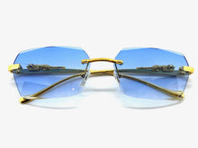 Classy Elegant Modern Contemporary Style SUNGLASSES Gold Rimless Frame 4055