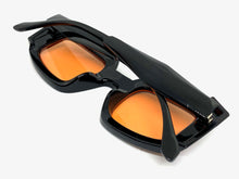 Classic Vintage Retro Style SUNGLASSES Black Frame with Orange Lens 80402