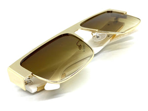 Classic Luxury Designer Hip Hop Style SUNGLASSES Gold & White Frame 27614