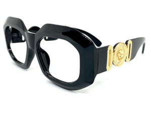 Oversized Vintage Retro Style Thick Black Lensless Eye Glasses- Frame Only NO Lens 8244